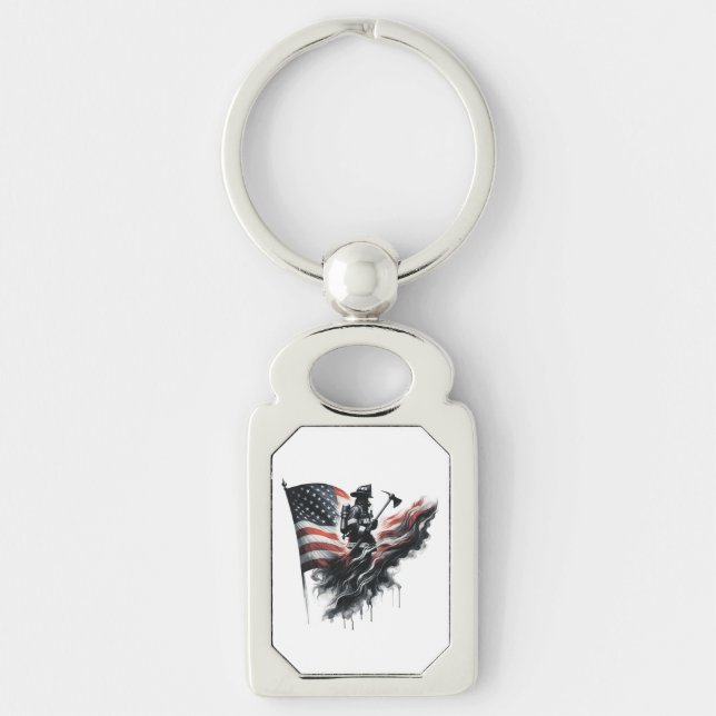  United States Flag. Firefighter Key Ring (Front)