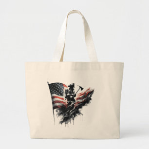 United States Flag. Firefighter Large Tote Bag