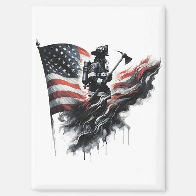  United States Flag. Firefighter Magnet (Front)