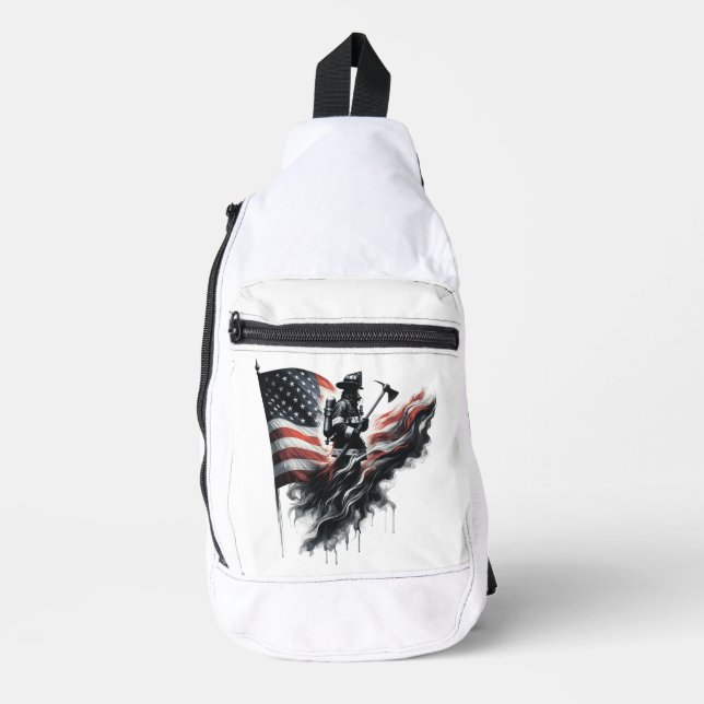  United States Flag. Firefighter Sling Bag (Front)