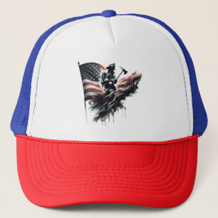 United States Flag. Firefighter Trucker Hat