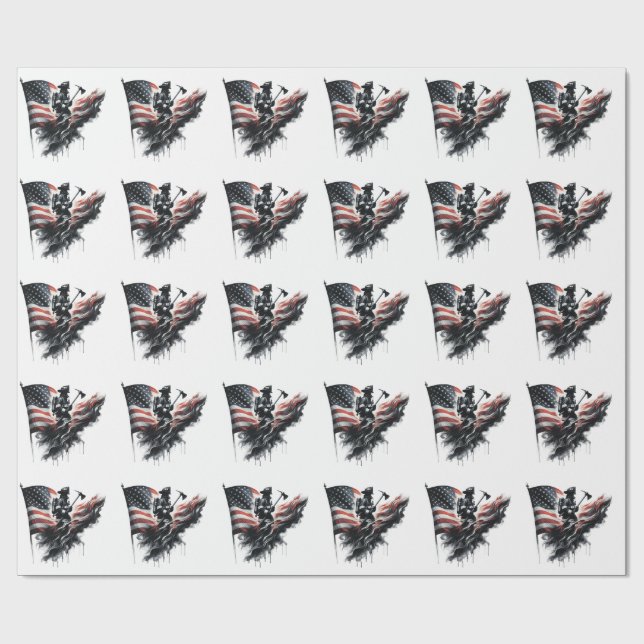  United States Flag. Firefighter Wrapping Paper (Flat)