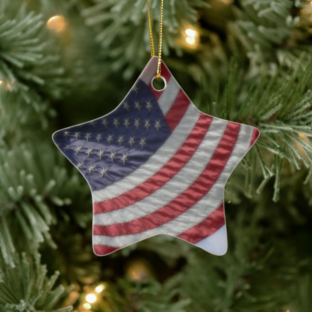 United States Flag Flying Ceramic Tree Decoration (Tree)