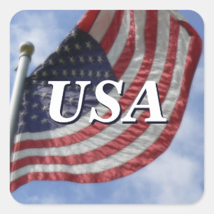 United States Flag Flying USA Square Sticker