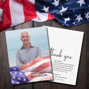 United States Flag Funeral Photo Thank You Card