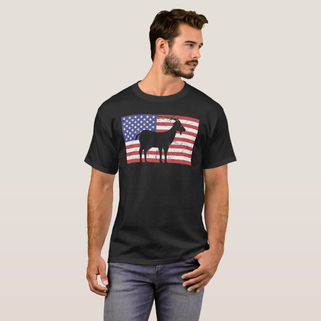 United States Flag & Goat T-Shirt (Front Full)