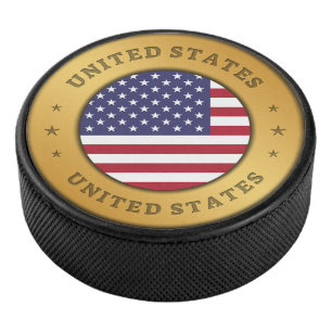 United States Flag Hockey Puck