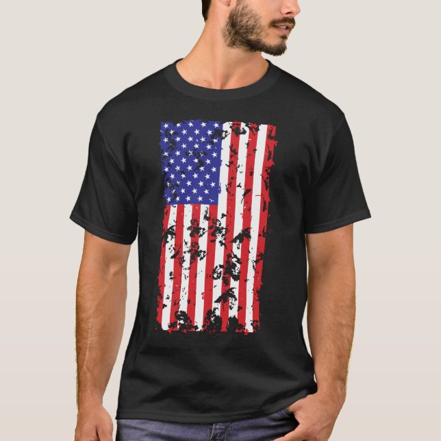 United States Flag in a Distressed Pattern T-Shirt (Front)