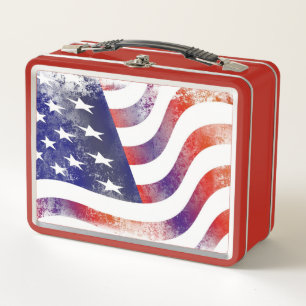 United States Flag Metal Lunch Box