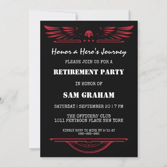 united states flag military retirement invitations (Front)