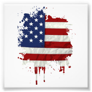 United States Flag Paint Splatter Photo Print