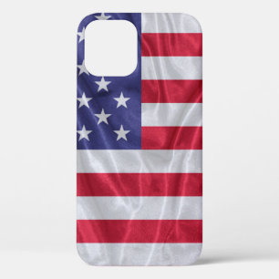 United States flag pattern on the fabric texture, iPhone 12 Case