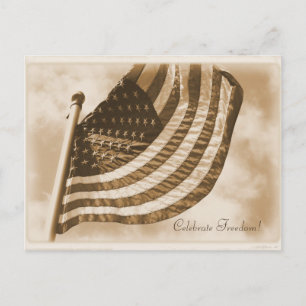 United States Flag Sepia Patriotic Postcard