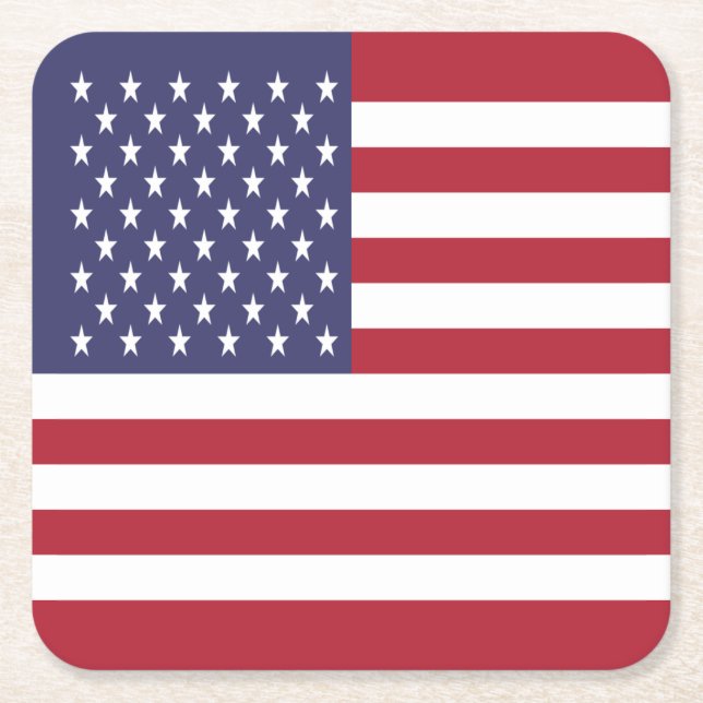 United States Flag Square Paper Coaster (Front)
