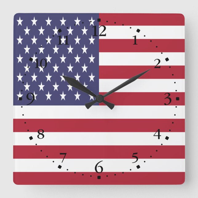 United States Flag Square Wall Clock (Front)