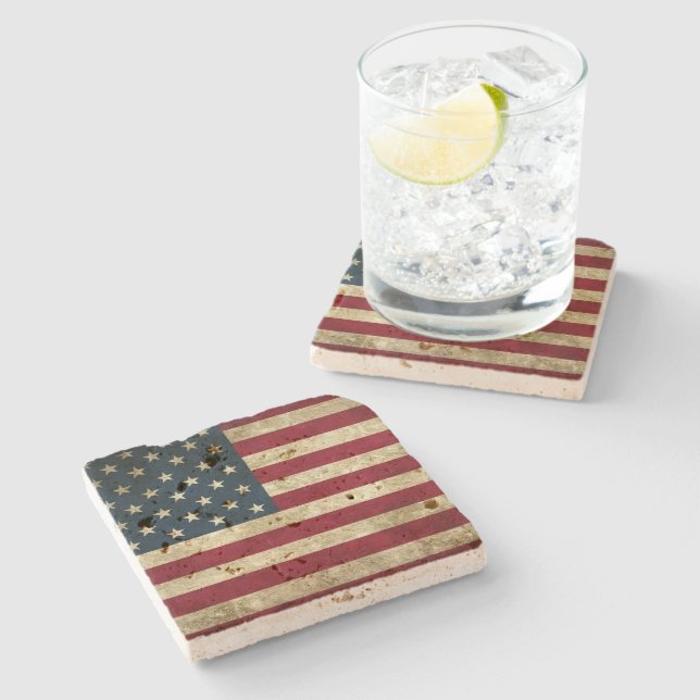 United States Flag Stone Coaster! Coaster (Side)