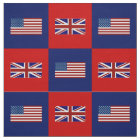 United States Flag, UK Flag on Blue and Red