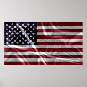 United States Flag, Vintage with Flapping Folds Poster