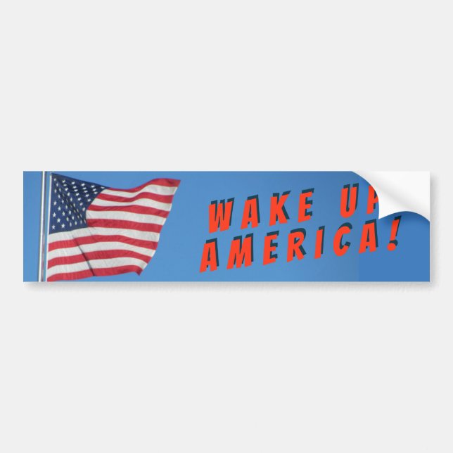 United States Flag Wake Up America Bumper Sticker (Front)