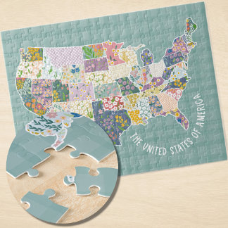 United States Floral Pattern Map Jigsaw Puzzle