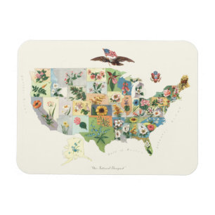 United States Flower Map - Our National Bouquet Magnet
