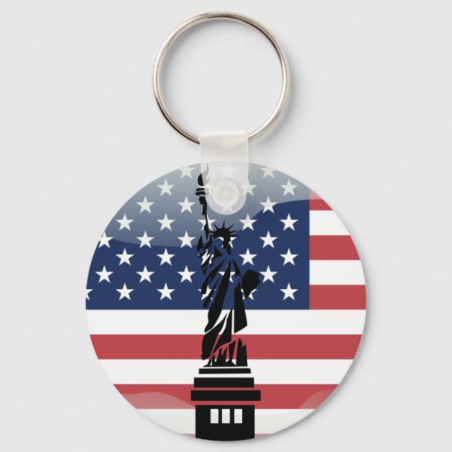United States glossy flag Key Ring (Front)
