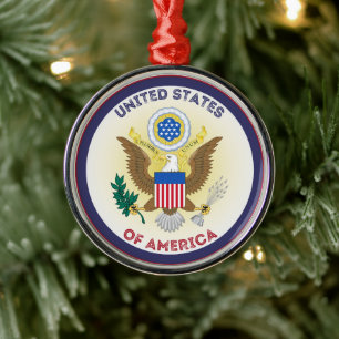 United States Great Seal Circle Shape Metal Ornament