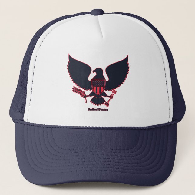 United States Large Eagle Remix Custom Trucker Hat (Front)