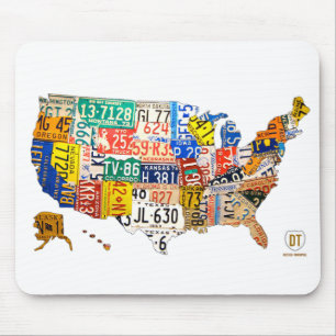 United States License Plate Map Mouse Pad