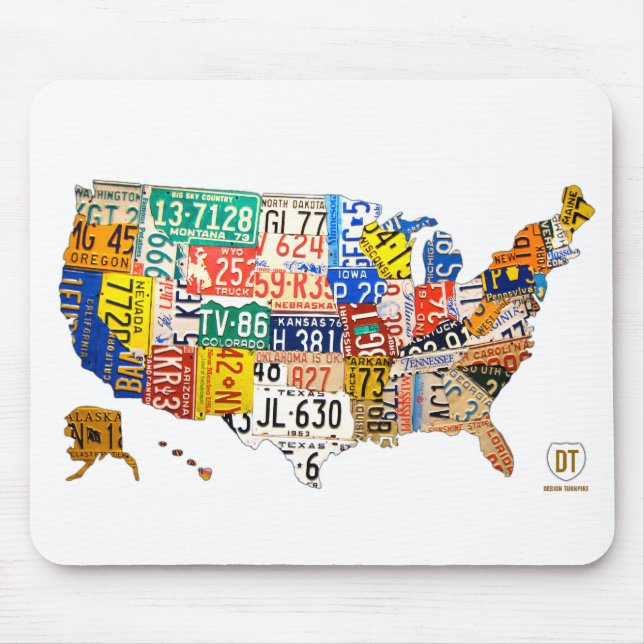 United States License Plate Map Mouse Pad (Front)