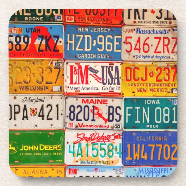 United States License Plates Art America Coaster (Front)