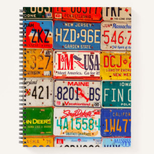 United States License Plates Art America Notebook