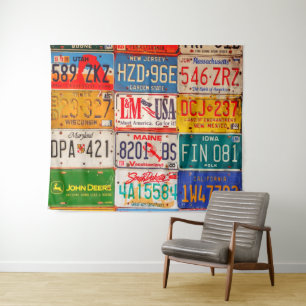 United States License Plates Art America Tapestry