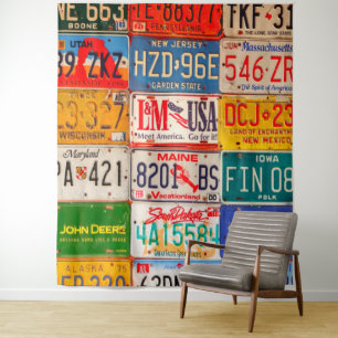 United States License Plates Art America Tapestry