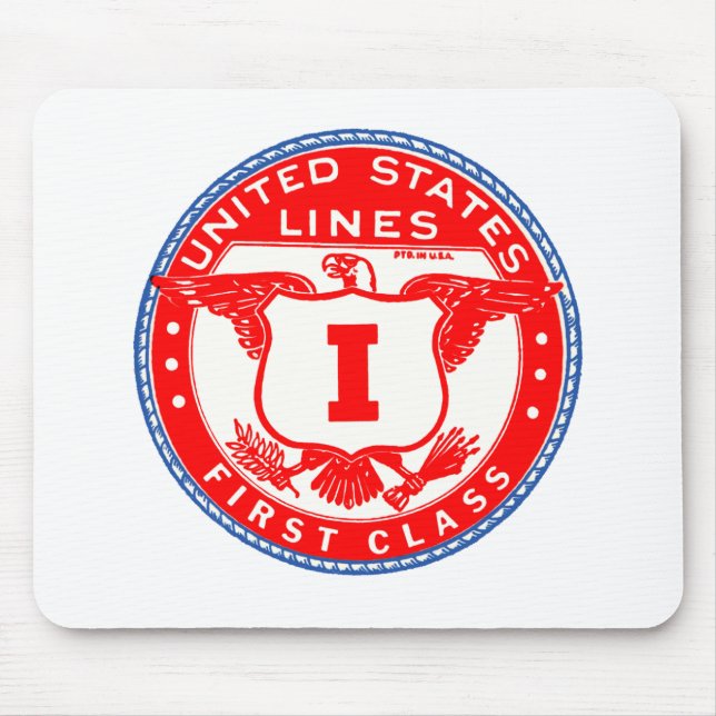 United States Lines First Class Label Mouse Pad (Front)