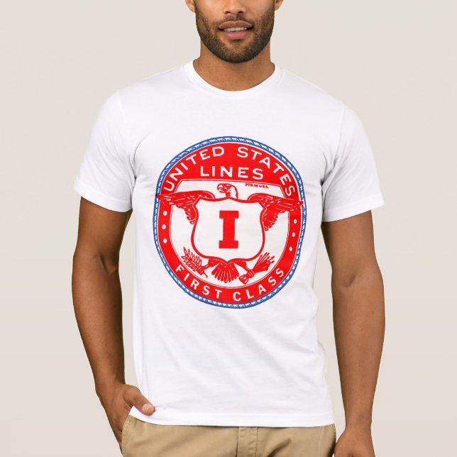 United States Lines First Class Label T-Shirt (Front)