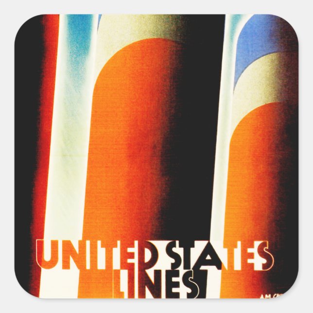 United States Lines Square Sticker (Front)