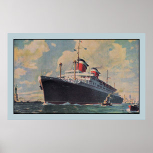 United States Lines SS America aquarelle Poster