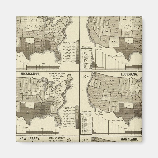 United States lithographed maps 2 Magnet (Front)