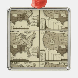 United States lithographed maps 2 Metal Ornament