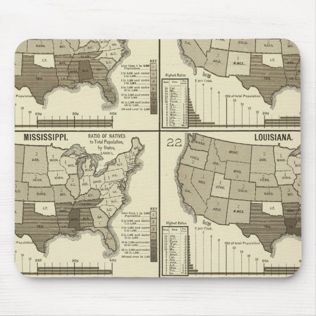 United States lithographed maps 2 Mouse Pad (Front)