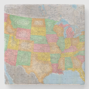 United States Map 3 Stone Coaster