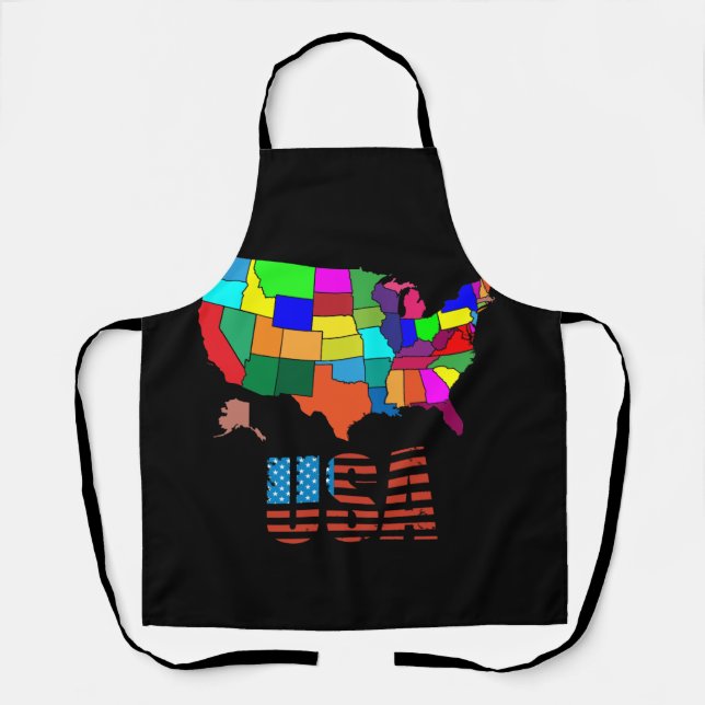 United States Map All The States Colorful USA Apron (Front)