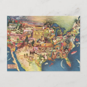United States Map - American Farming & Agriculture Postcard