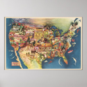 United States Map - American Farming & Agriculture Poster