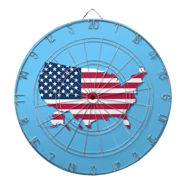 United States Map and Flag Red White and Blue Dartboard (Front)