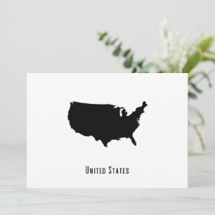 United States Map - Black and White Modern Invitation