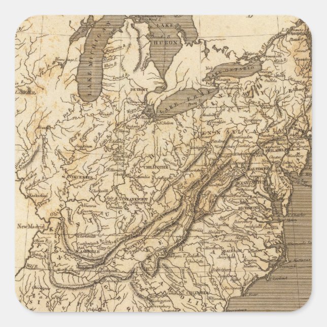 United States Map by Arrowsmith Square Sticker (Front)