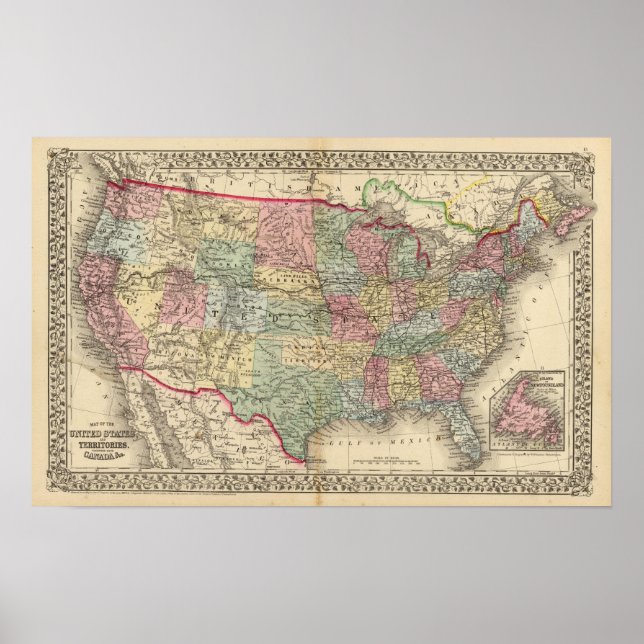United States Map by Mitchell Poster (Front)
