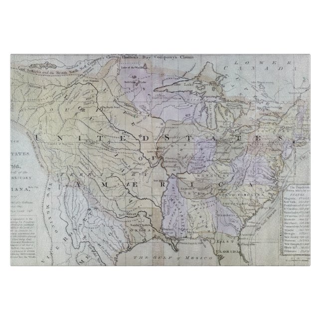 UNITED STATES MAP, c1812 Cutting Board (Front)